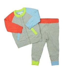 Rockets of Awesome Mini Sweater Suit Set Grey Coral Green Size 6-12 months